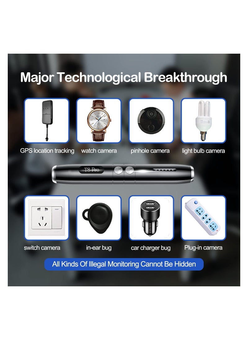 KASTWAVE كاشفات الكاميرات المخفية، كاشف مكافحة التجسس T8 Pro، كاشف الأخطاء، واقي الخصوصية، 5 مستويات حساسية، 3 أوضاع احترافية، 25 ساعة عمل، كاشف أجهزة الاستماع، كاشف إشارة RF  - Image 5