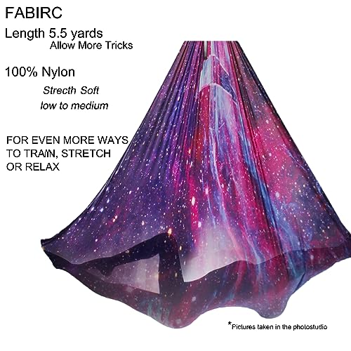 Flife F.Life Aerial Yoga Hammock 5.5 yards Premium Aerial Silk Fabric Yoga Swing for Antigravity Yoga Inversion Include Daisy Chain,Carabiner and Pose Guide (Starry Sky) - Image 2
