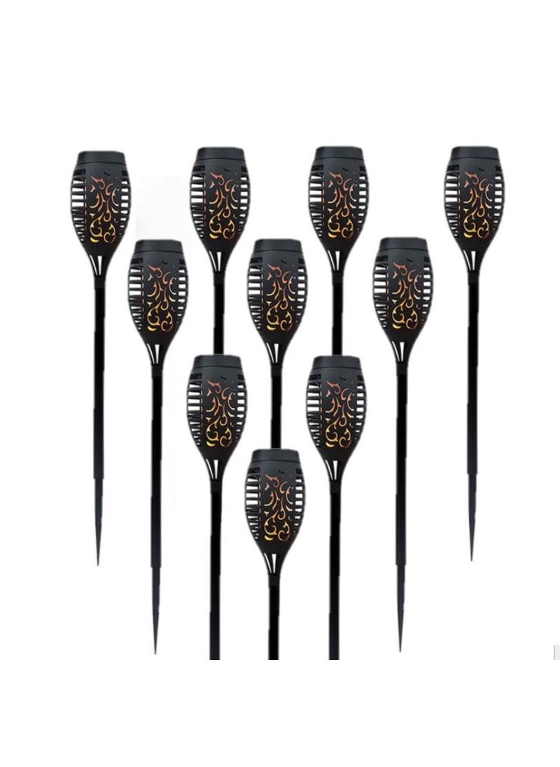 Bluejw - 10-Piece Solar Powered Flame Lamp Torch Light Set Black - Image 1