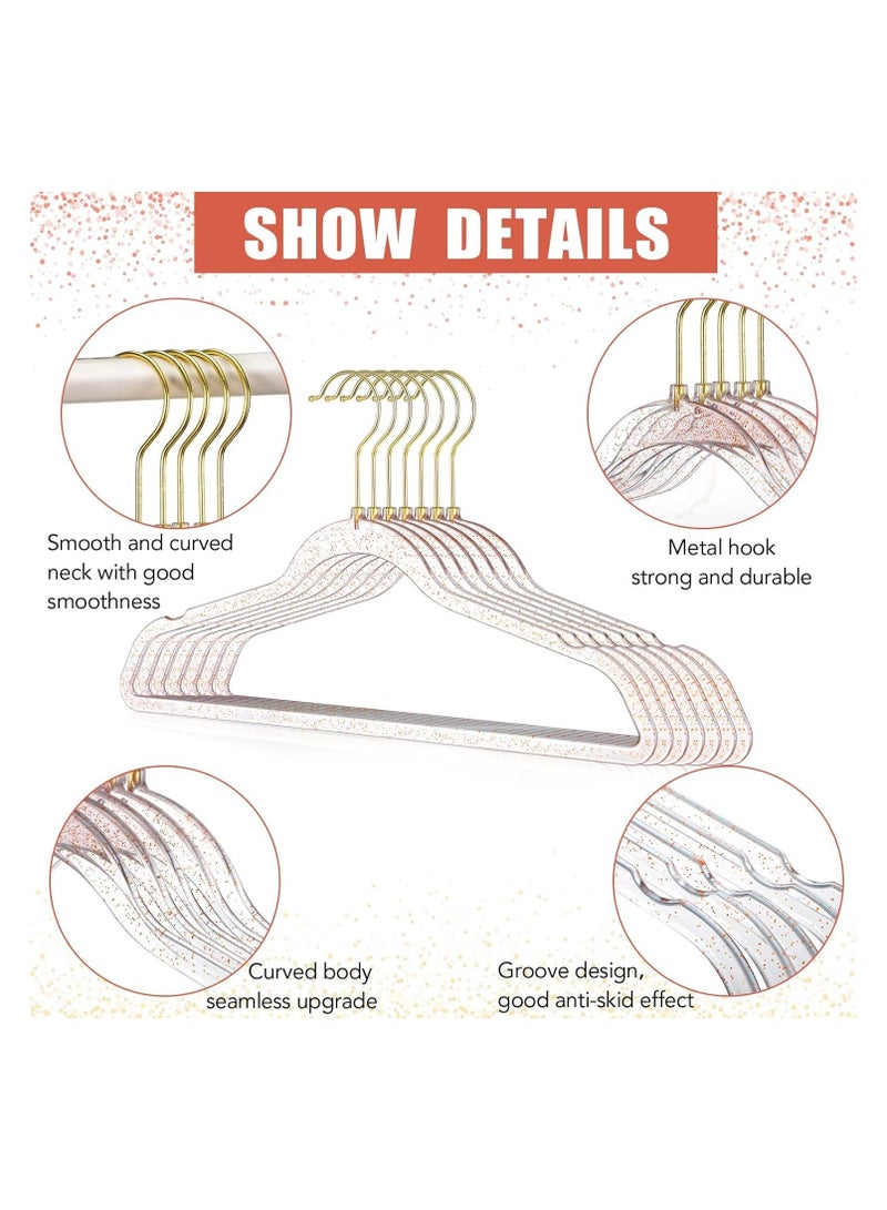 ZAYVA 20 Pcs Clear Acrylic Hangers Plastic Glitter Coat Hanger Non Slip Space Saving Suit Hangers Heavy Duty Clothes Hanger with Non Slip Notches (Grey) - Image 4