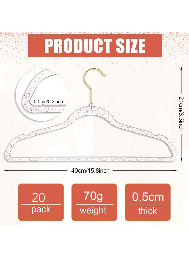 ZAYVA 20 Pcs Clear Acrylic Hangers Plastic Glitter Coat Hanger Non Slip Space Saving Suit Hangers Heavy Duty Clothes Hanger with Non Slip Notches (Grey) - Image 3