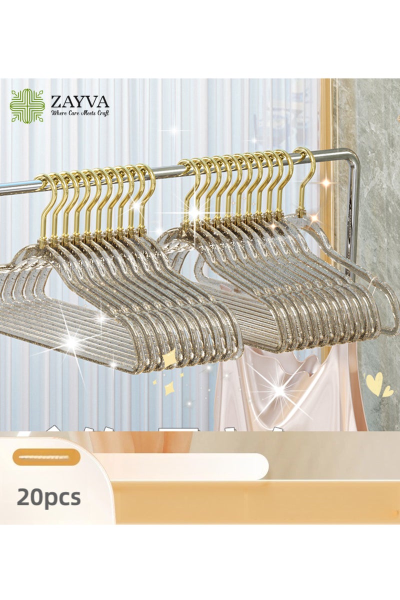 ZAYVA 20 Pcs Clear Acrylic Hangers Plastic Glitter Coat Hanger Non Slip Space Saving Suit Hangers Heavy Duty Clothes Hanger with Non Slip Notches (Grey) - Image 1
