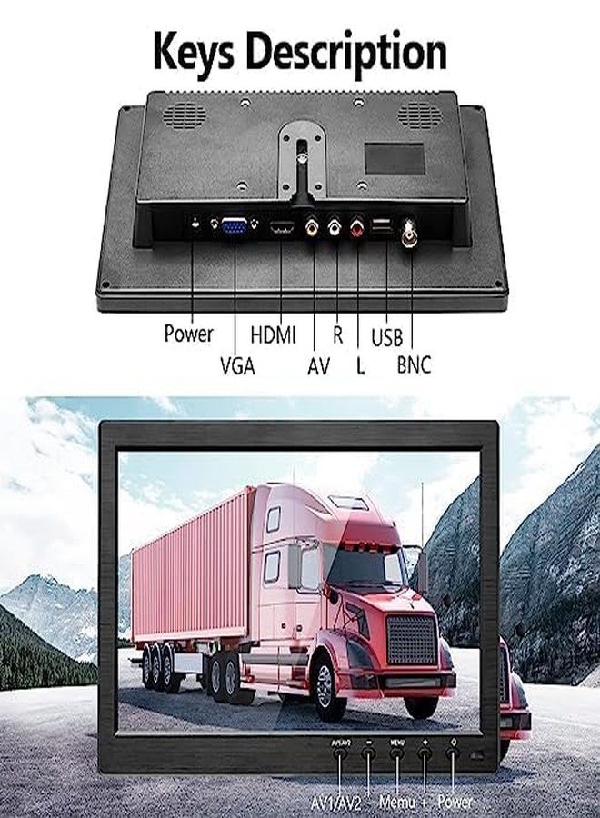 SKPM 10.1' Inch HD Monitor Mini TV & Computer Display TFT LCD Color Screen for Car Backup Camera & Home Security System Built in Speaker Support BNC/AVI/VGA/HDMI Input, Compatible for PC, DVD, TV, - Image 5