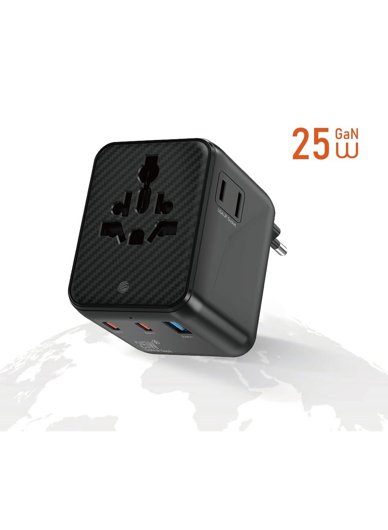 FIFTH ELEMENT ROAM Warrior 25W GaN Universal Travel Adapter with Dual USB-C & USB-A - Image 1