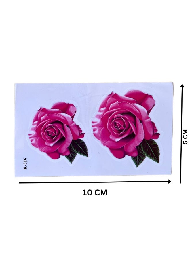 Generic Temporary Tattoo Pink Flowers For All Skins, 10x5 Cm Multicolor - Image 2