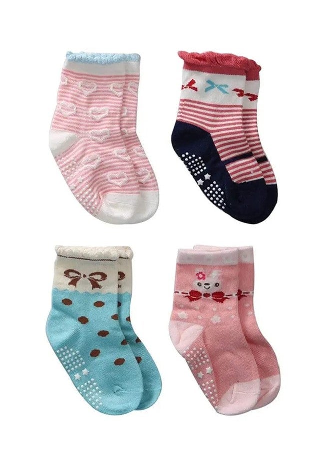 ASJAR Ramita Cotton Toddler Baby Boy Girl Non Slip Skid Ankle Socks Grips Crew Socks For 3-4 Years Infants Baby Children (Pack of 3, Multicolor) - Image 3