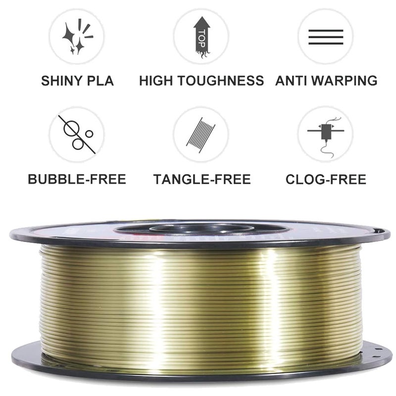 Protomont TECHNOLOGIES FiLAMONT PLA Silk Filament 1.75mm, 3D Printer Filament, Shiny Silk 1.75 PLA Filament, 1kg(2.2Lbs)/Spool (Silk Bronze) - Image 4