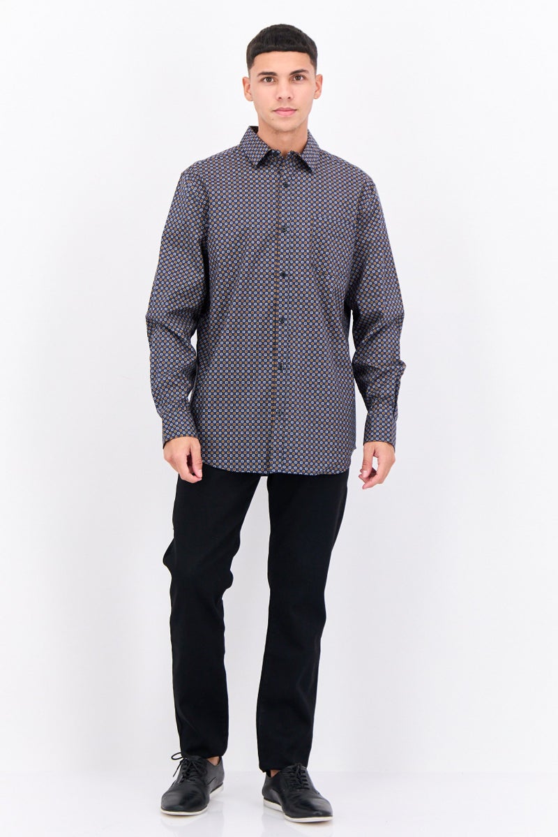 PERRY ELLIS قميص رجالي بأكمام طويلة ومطبع بألوان متعددة، يناسب جميع المقاسات - Image 4