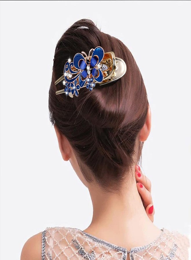 CROWN GUIDE Sparkling Crystal Stone Hair Clip, Large Size, Rhinestone, Fancy Floral Butterfly Design, Thick Long and Decorative, Hair Securing, for Women/Girls - Image 2