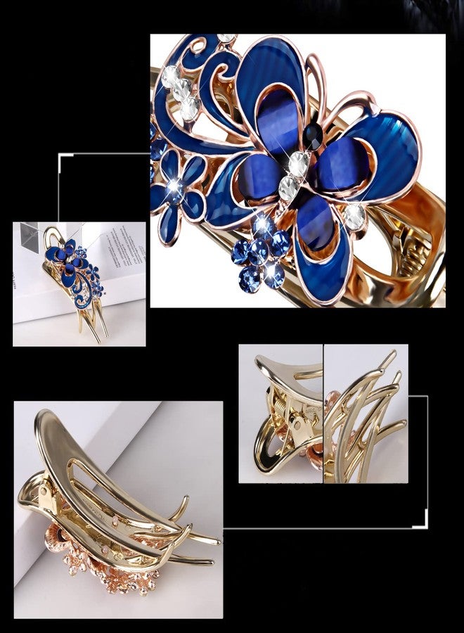 CROWN GUIDE Sparkling Crystal Stone Hair Clip, Large Size, Rhinestone, Fancy Floral Butterfly Design, Thick Long and Decorative, Hair Securing, for Women/Girls - Image 5