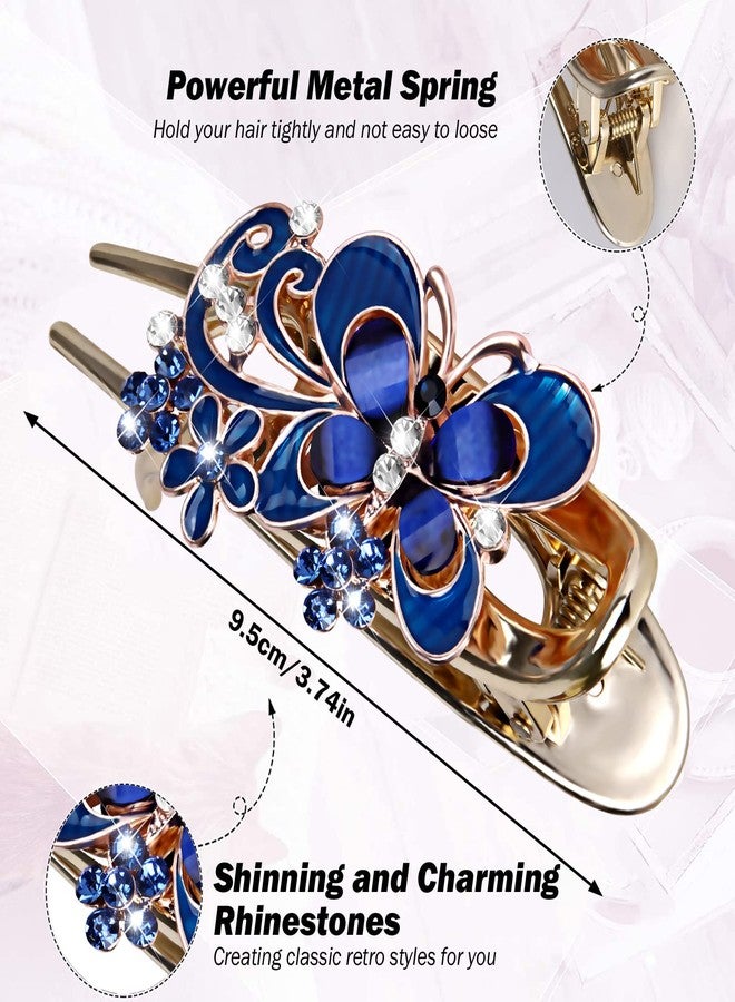 CROWN GUIDE Sparkling Crystal Stone Hair Clip, Large Size, Rhinestone, Fancy Floral Butterfly Design, Thick Long and Decorative, Hair Securing, for Women/Girls - Image 4