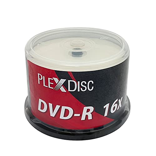 PlexDisc TY Series DVD-R 16X 4.7GB White Inkjet Hub Printable Blank Discs – 50 Pack Cake Box (FFP), Writable and Recordable Media for Data, Video, and Audio - Image 1