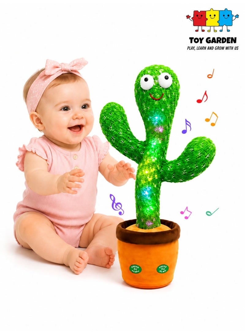 TOY GARDEN Dancing Cactus Toy, Dancing Cactus Toy for Babies and Toddlers, Interactive Singing and Repeating Plush Toy with Colorful Lights, Musical Educational Gift for Kids (Battery Operated) - Image 1