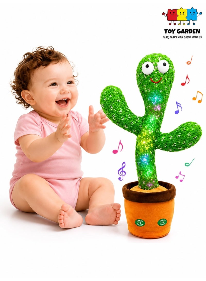 TOY GARDEN Dancing Cactus Toy, Dancing Cactus Toy for Babies and Toddlers, Interactive Singing and Repeating Plush Toy with Colorful Lights, Musical Educational Gift for Kids (Battery Operated) - Image 2