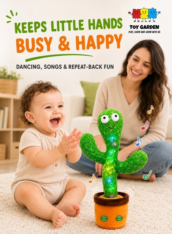 TOY GARDEN Dancing Cactus Toy, Dancing Cactus Toy for Babies and Toddlers, Interactive Singing and Repeating Plush Toy with Colorful Lights, Musical Educational Gift for Kids (Battery Operated) - Image 5