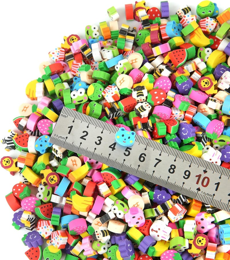 MGTECH 300 Pieces Mini Animal Fruit Erasers for Kids Bulk, Small Cute Pencil Erasers Assortment for Home School Work Rewards, Party Favor and Gift Filling - Image 2