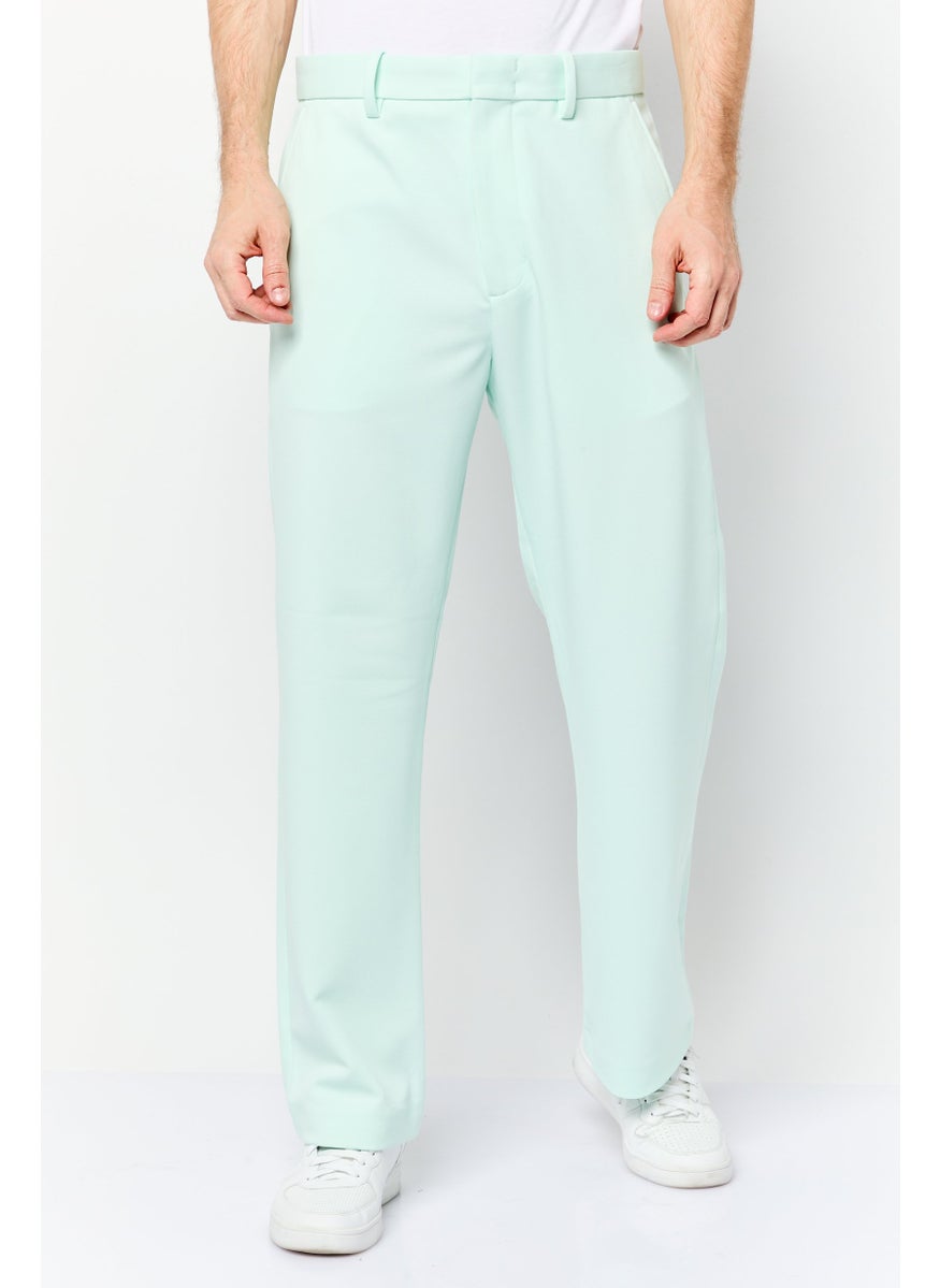 ESPRIT Men Regular Fit High Rise Straight Leg Pants, Green  - Image 1