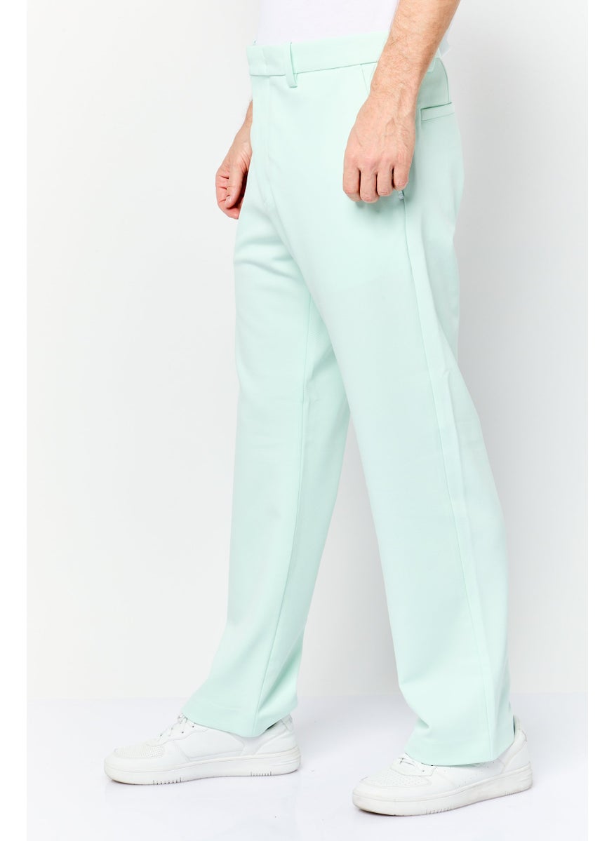 ESPRIT Men Regular Fit High Rise Straight Leg Pants, Green  - Image 3