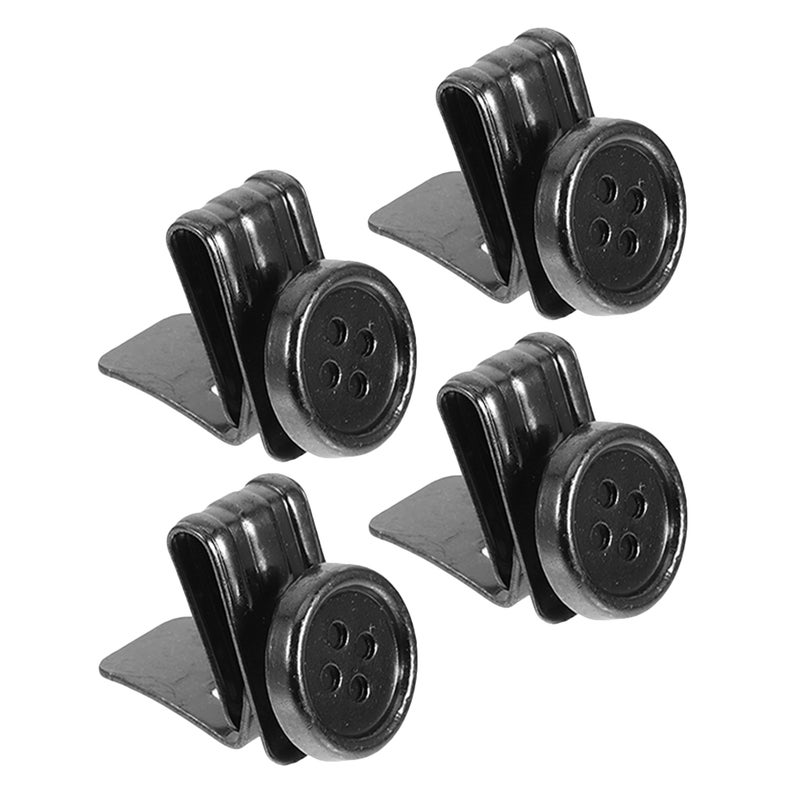 4pcs Metal Suspenders Buttons Movable No Sew Button End Brace Clips for Jeans for Pants Suspenders Hats Jeans Pants Replacement Black - Image 3