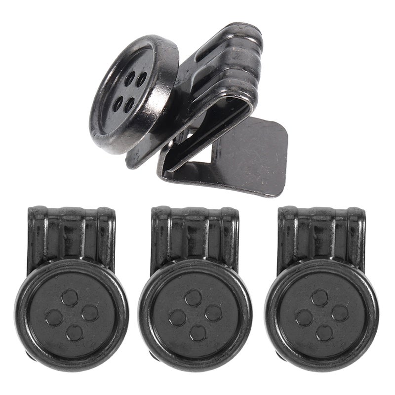 4pcs Metal Suspenders Buttons Movable No Sew Button End Brace Clips for Jeans for Pants Suspenders Hats Jeans Pants Replacement Black - Image 2