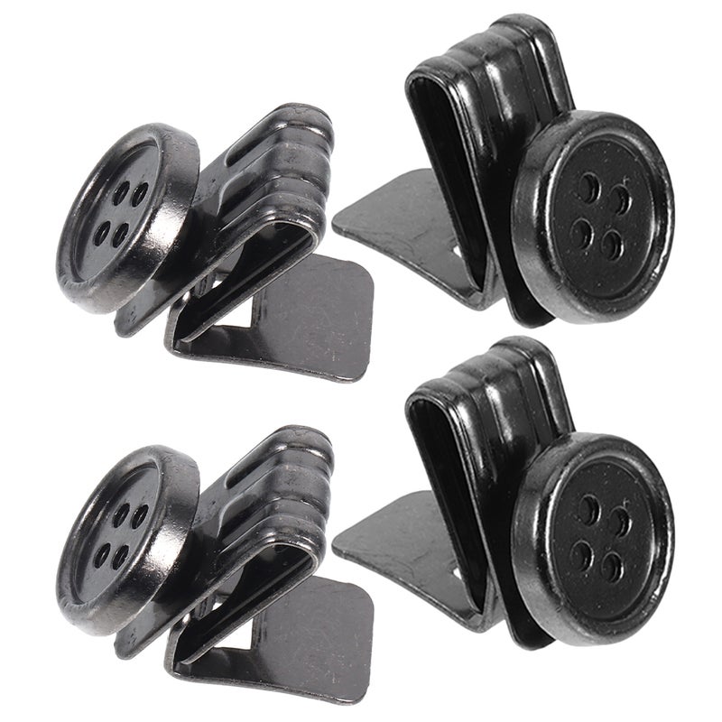 4pcs Metal Suspenders Buttons Movable No Sew Button End Brace Clips for Jeans for Pants Suspenders Hats Jeans Pants Replacement Black - Image 4