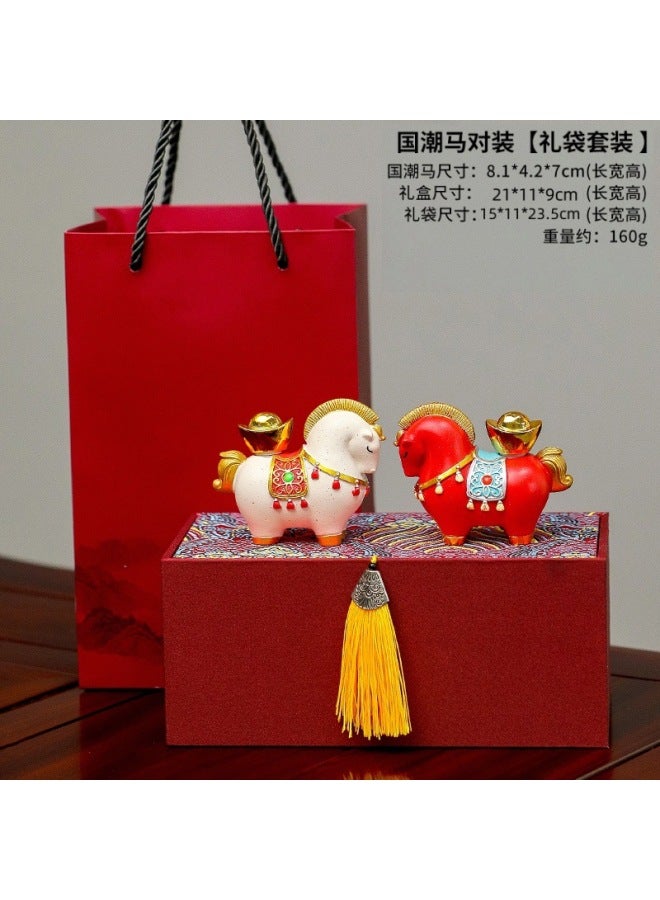 Year Of The Horse Chinese Style Ornaments Business Gift Set New Year Gift New High-end Souvenir Desktop Decoration Pony