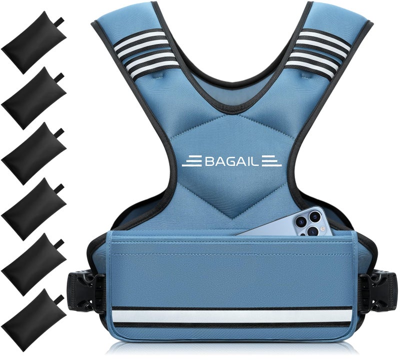 BAGAIL Adjustable Weighted Vest for Women 4-10lb, Comfortable U-Neck Rucking Vest with 6 Removable Weights, Storage Pocket and Reflective Strips for Walking, Jogging, Weight Loss & Home Workouts - Image 1