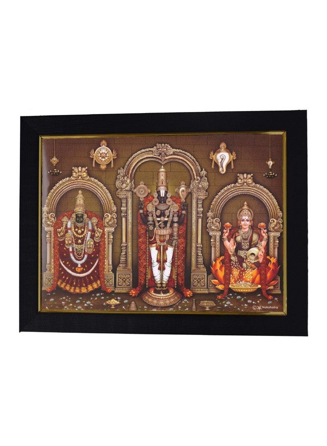 101Temples 101 Temples - Divinity Eternity Spirituality Tirupati Balaji Padmavathi Lakshmi God Wooden Photo Frame with Wall Hook, 1 Piece | 10” x 13”, Matt Finish - Image 1