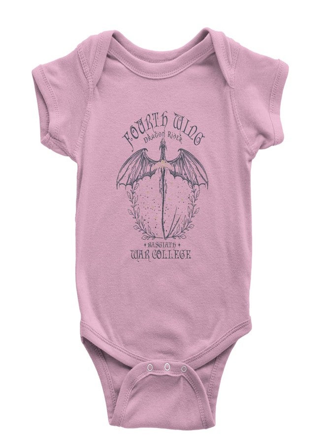 The Pxv One-Piece Fourth Wing Dragon Rider Vintage Basgiath War College 6 Months Light Pink Romper - Image 1
