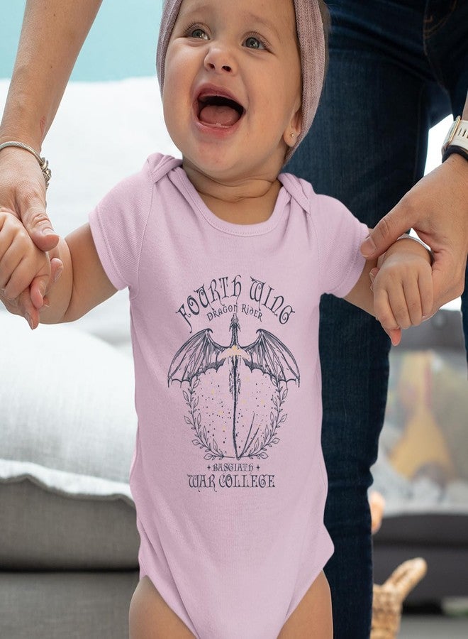 The Pxv One-Piece Fourth Wing Dragon Rider Vintage Basgiath War College 6 Months Light Pink Romper - Image 2