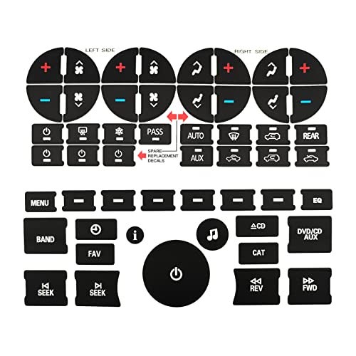 AtticZone AC Radio Dash Button Repair Kit Stickers Decals Compatible with GM 20062014 GMC Chevrolet Tahoe Yukon Acadia Sierra 2Pcs Radio20 AC31 - Image 1