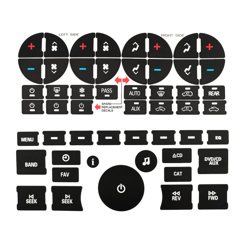 AtticZone AC Radio Dash Button Repair Kit Stickers Decals Compatible with GM 20062014 GMC Chevrolet Tahoe Yukon Acadia Sierra 2Pcs Radio20 AC31 - Image 3