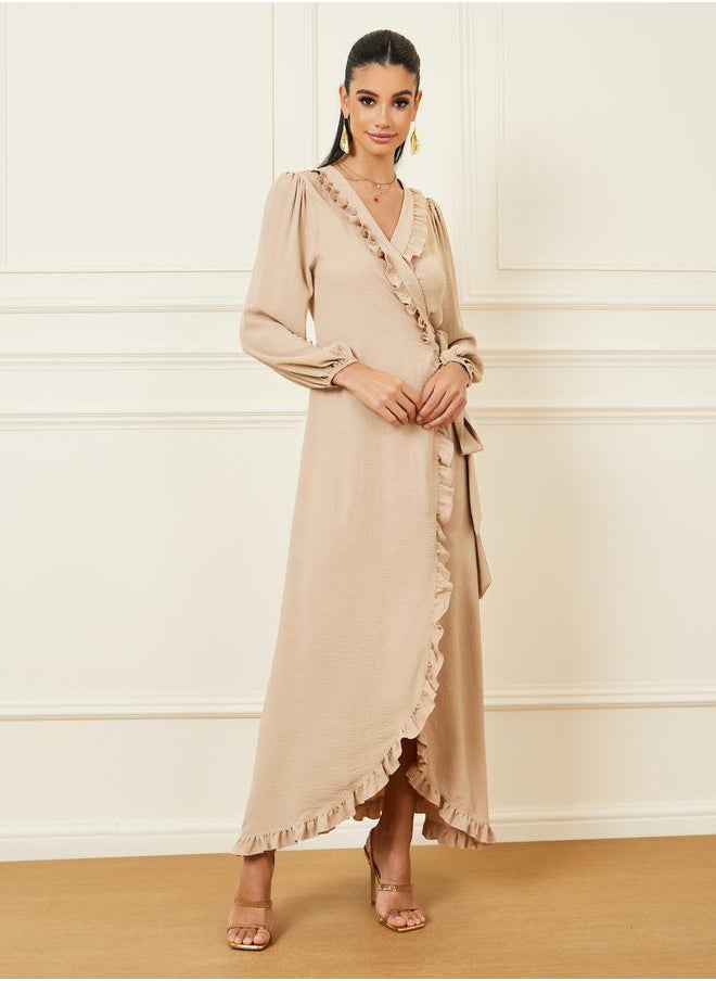 Styli Ruffle Trim Detail Wrap Maxi Dress  - Image 1