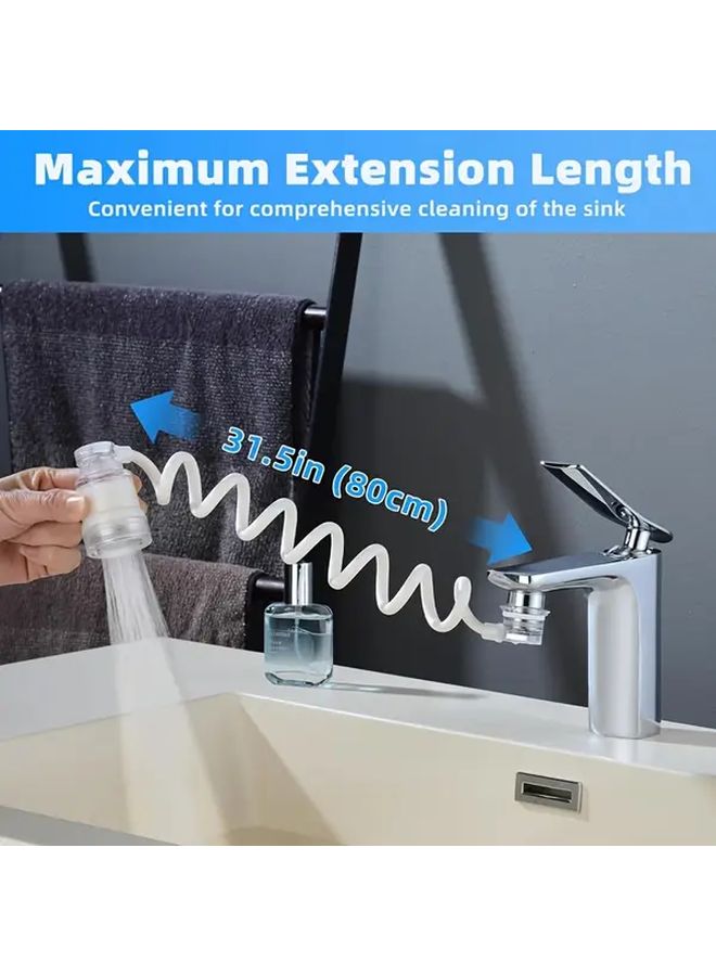 White Kitchen Faucet Extender With Strainer And Magnetics 80cm Extension Six Connections - Image 5