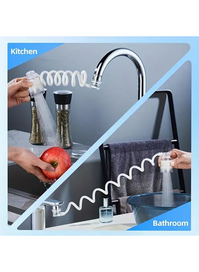 White Kitchen Faucet Extender With Strainer And Magnetics 80cm Extension Six Connections - Image 4