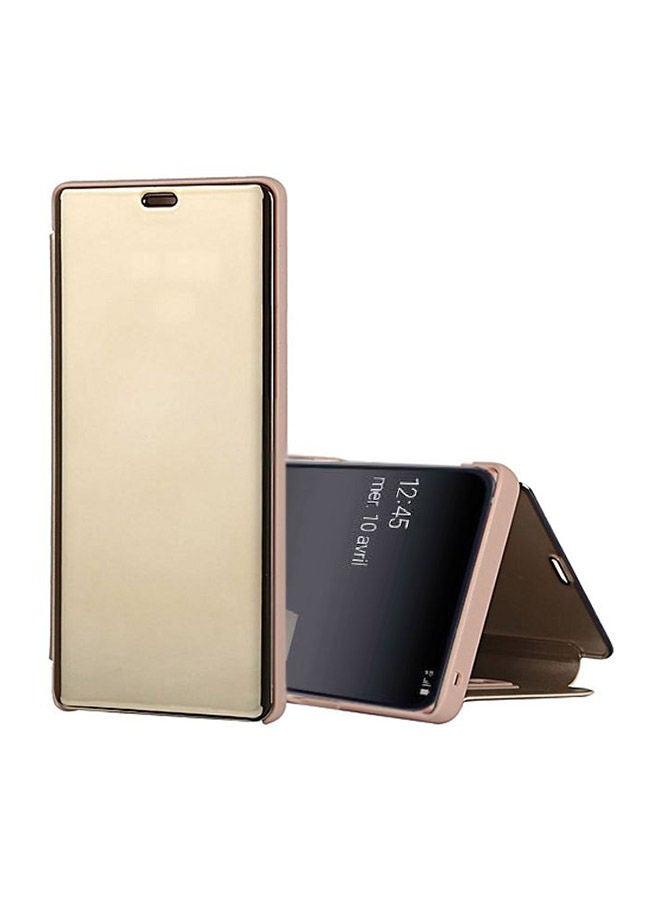 NIBEMINENT Clear View Standing Mirror Case Cover For Samsung Galaxy A80/A90 Gold - Image 1
