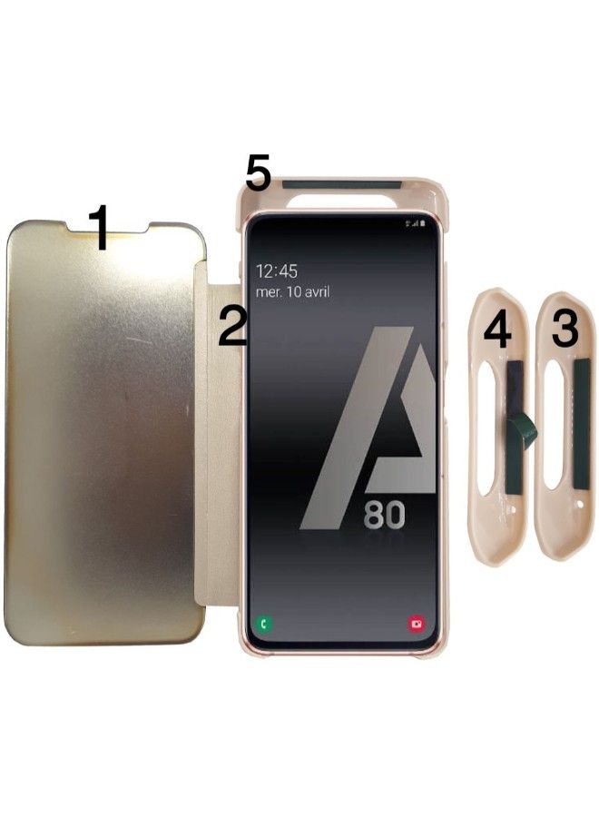 NIBEMINENT Clear View Standing Mirror Case Cover For Samsung Galaxy A80/A90 Gold - Image 2