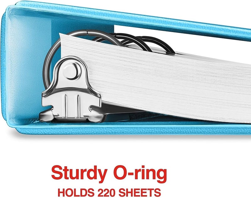 Staples Mini View Binder 1" 3-Ring, Teal - Image 3