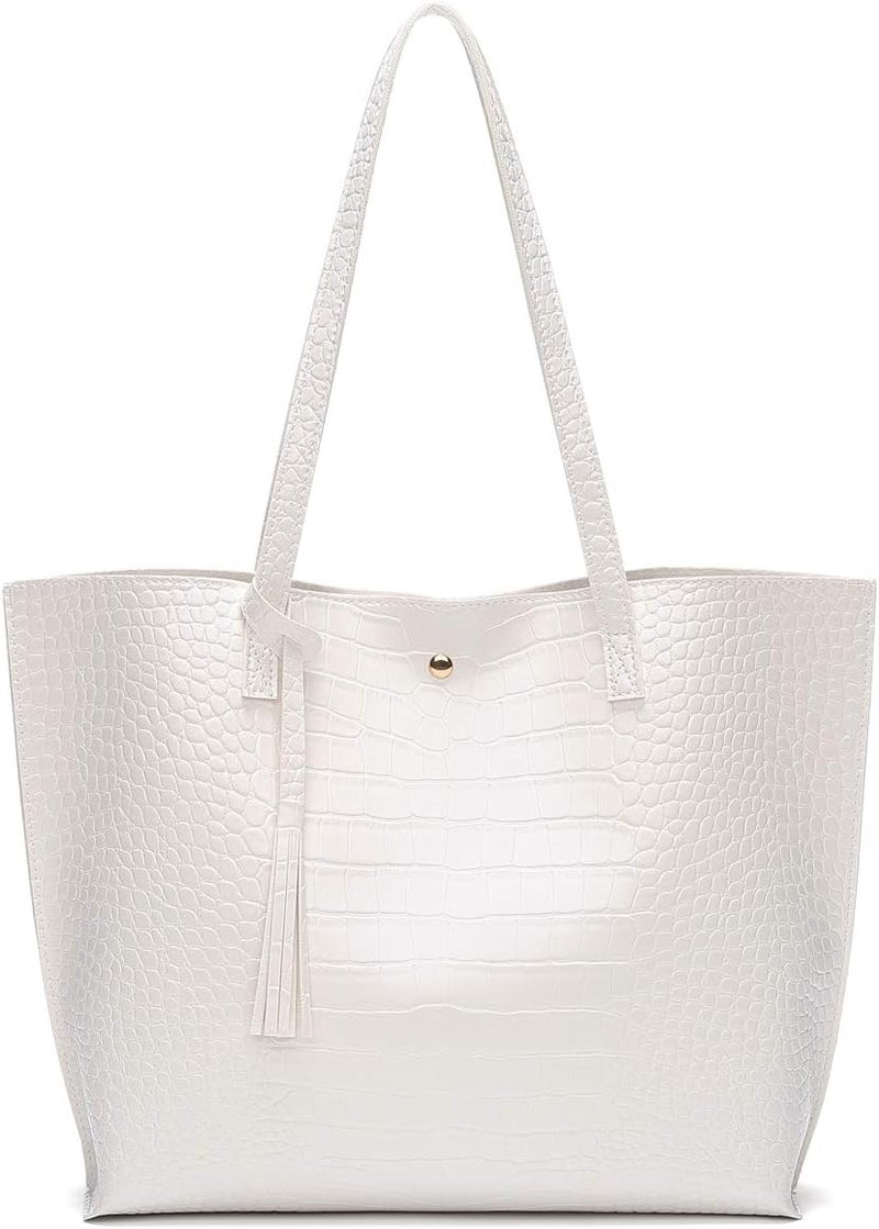 Dreubea Women's Soft Faux Leather Tote Shoulder Bag from, Big Capacity Tassel Handbag - Image 1