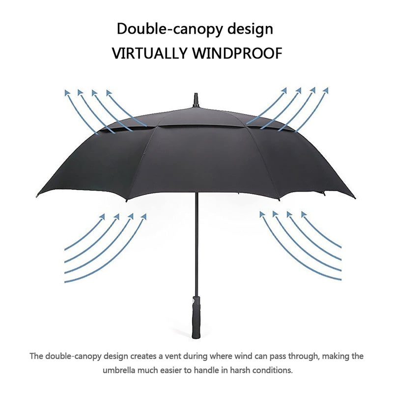 G4Free 62 Inch Automatic Open Golf Umbrella Extra Large Oversize Double Canopy Vented Windproof Waterproof Stick Umbrellas (Black) - Image 5