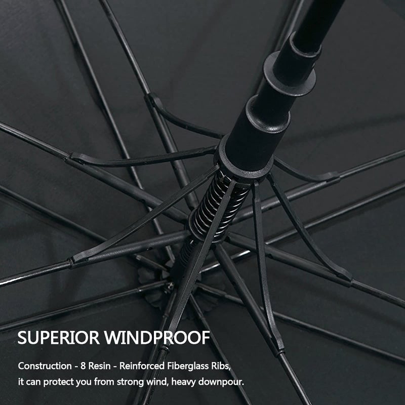 G4Free 62 Inch Automatic Open Golf Umbrella Extra Large Oversize Double Canopy Vented Windproof Waterproof Stick Umbrellas (Black) - Image 4