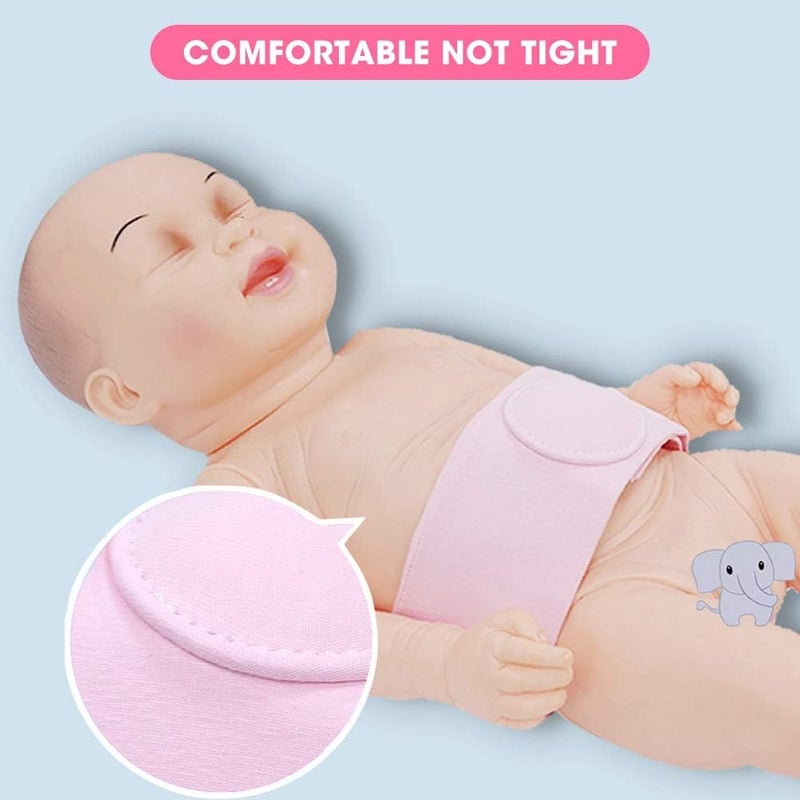 klarako Umbilical Hernia Belt, 2pcs Cotton Baby Infant Umbilical Cord Belly Band Newborn Navel Belt Umbilical Cord Kids Support Wrap Protector(Pink) - Image 2