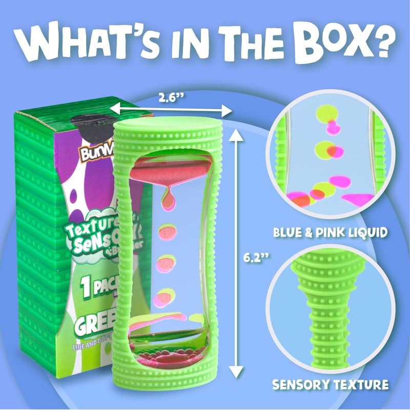BUNMO Liquid Motion Bubbler with Sensory Texture  Liquid Timer  Bubble Timer  Liquid Motion Sensory Toys for Autism Calming  Sensory Exploration  Kid Sensory Bottles Tubes  Small Green - Image 4