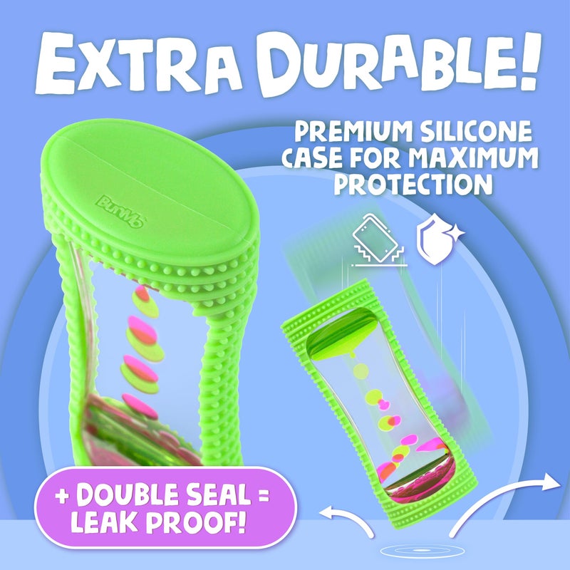 BUNMO Liquid Motion Bubbler with Sensory Texture  Liquid Timer  Bubble Timer  Liquid Motion Sensory Toys for Autism Calming  Sensory Exploration  Kid Sensory Bottles Tubes  Small Green - Image 3