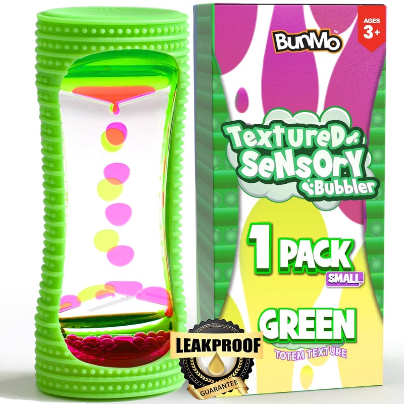 BUNMO Liquid Motion Bubbler with Sensory Texture  Liquid Timer  Bubble Timer  Liquid Motion Sensory Toys for Autism Calming  Sensory Exploration  Kid Sensory Bottles Tubes  Small Green - Image 1