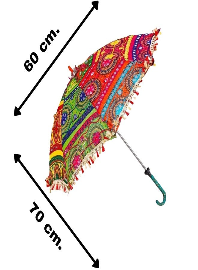 SAMARIYA Colorful Design Rajasthani Embroidered Work Umbrella For Photo Shoot, Celebration, Party, Events Party Decoration,and Home Decor,etc (3 pcs Umbrella) - Image 3