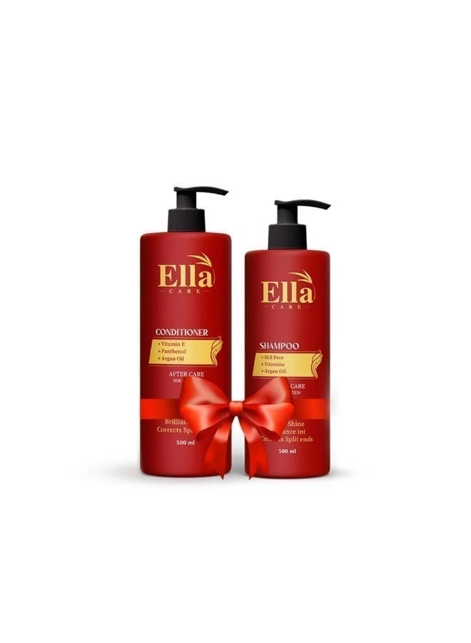 ايلا كير  Ella Care Shampoo & Conditioner Set – شامبو وبلسم إيلا كير للعناية بالشعر 500 مل × 2 - Image 2