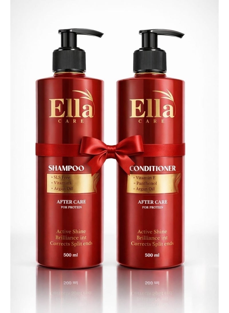 ايلا كير  Ella Care Shampoo & Conditioner Set – شامبو وبلسم إيلا كير للعناية بالشعر 500 مل × 2 - Image 1