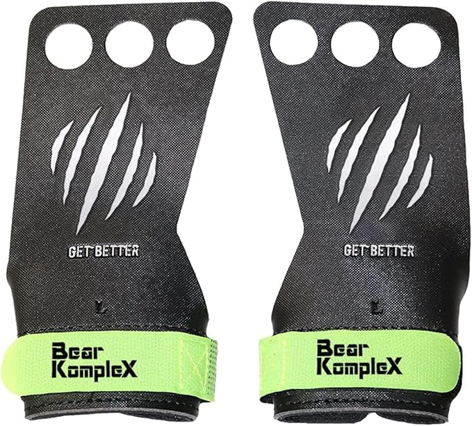 Bear KompleX - Hand Grips for Gymnastics, Weight Lifting, Pull-ups, and Cross Training - Non-Slip, Lightweight, Padded Wrists, and Foldable Grips for Men and Women - Black Diamond, 3 Hole - Image 1