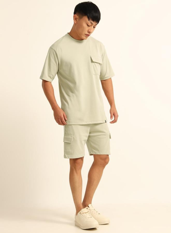 بوشيرت مجموعة من شورت وتيشيرت بقصة واسعة وأكتاف منخفضة - Image 3